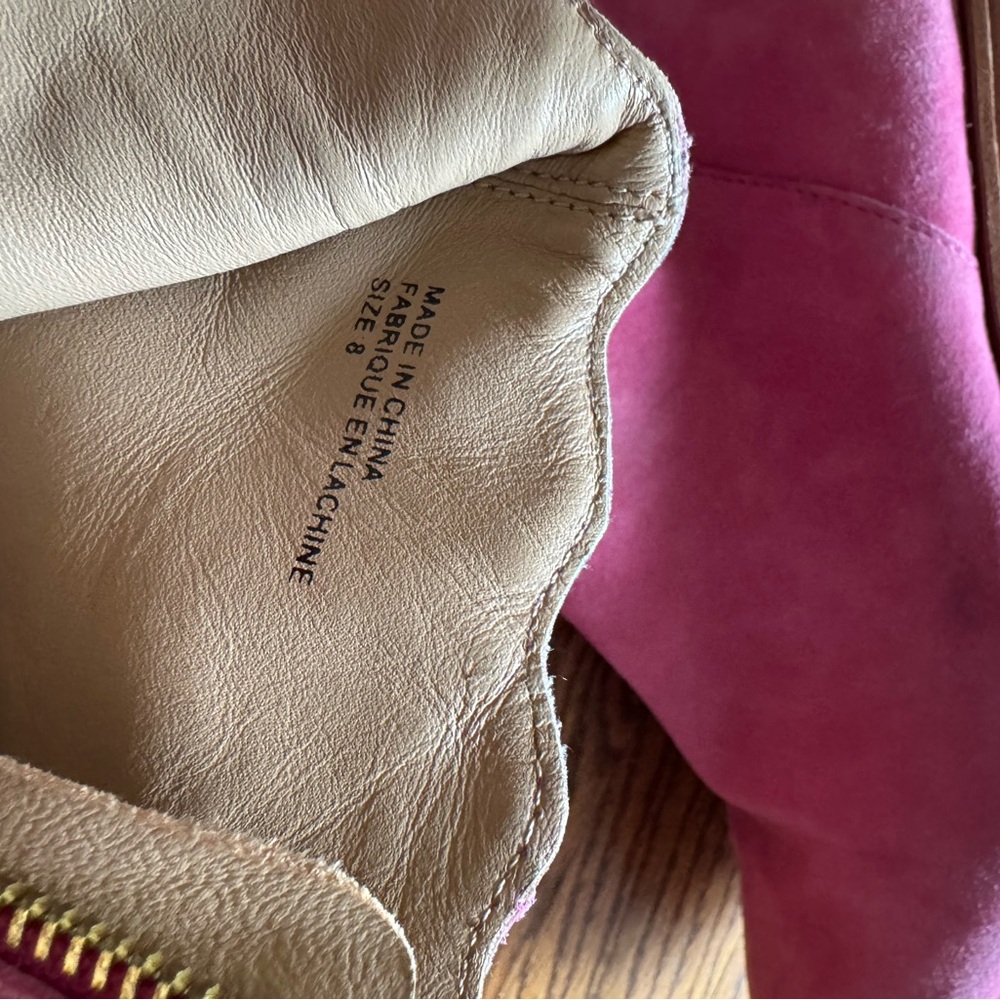 Anthropologie Size 8 Pink Suede Ankle Boots Silent D - Picture 3 of 4